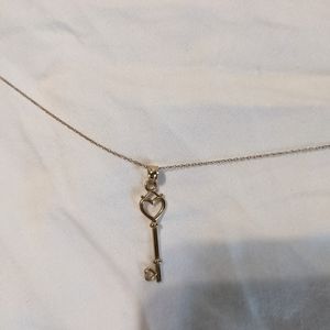 10k yellow gold heart key necklace